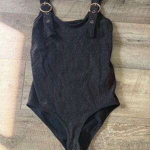 Black gold glitter bodysuit